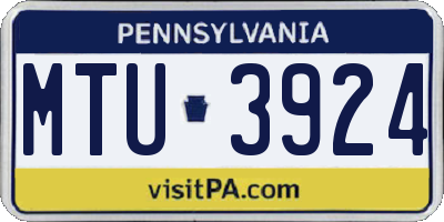 PA license plate MTU3924