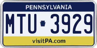 PA license plate MTU3929