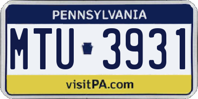 PA license plate MTU3931