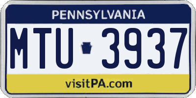 PA license plate MTU3937