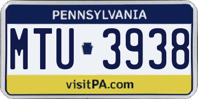 PA license plate MTU3938
