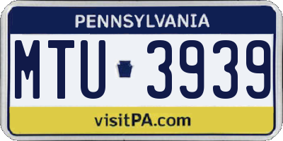 PA license plate MTU3939
