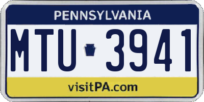PA license plate MTU3941