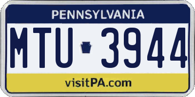 PA license plate MTU3944