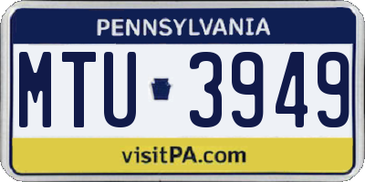 PA license plate MTU3949