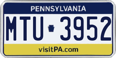 PA license plate MTU3952