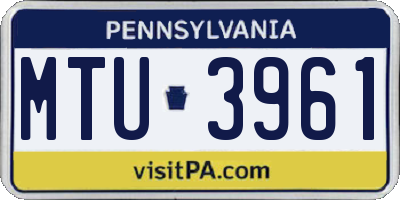 PA license plate MTU3961