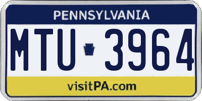 PA license plate MTU3964