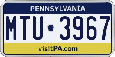 PA license plate MTU3967