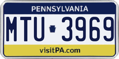 PA license plate MTU3969