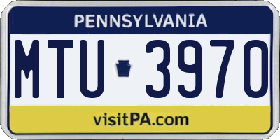 PA license plate MTU3970