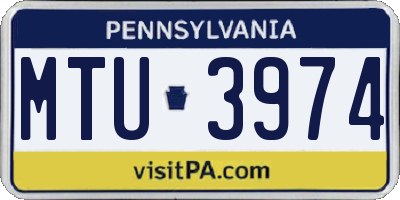PA license plate MTU3974