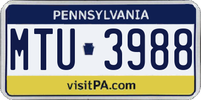 PA license plate MTU3988