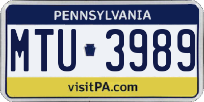 PA license plate MTU3989