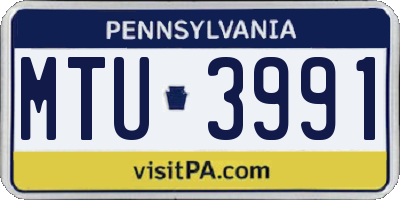 PA license plate MTU3991