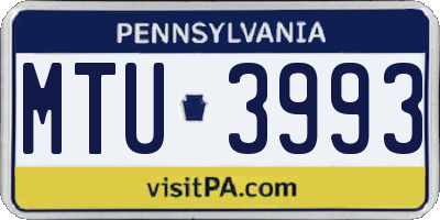 PA license plate MTU3993