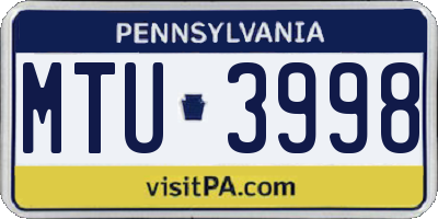 PA license plate MTU3998