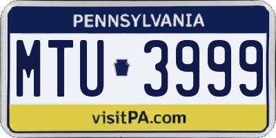 PA license plate MTU3999