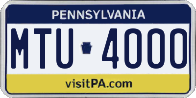 PA license plate MTU4000