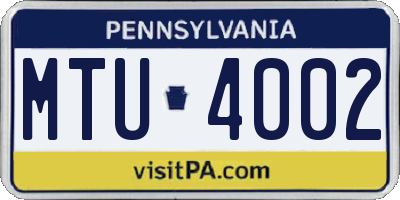 PA license plate MTU4002