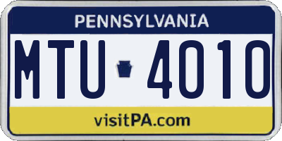 PA license plate MTU4010