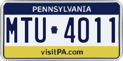 PA license plate MTU4011