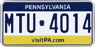 PA license plate MTU4014