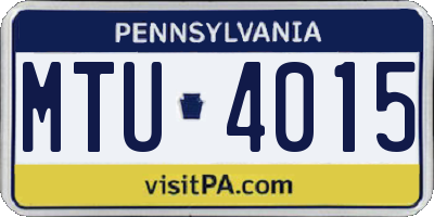 PA license plate MTU4015