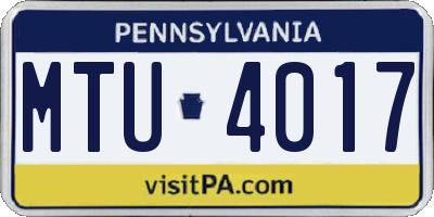 PA license plate MTU4017