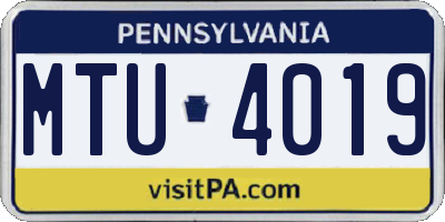 PA license plate MTU4019