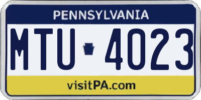 PA license plate MTU4023