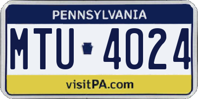 PA license plate MTU4024