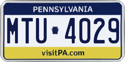 PA license plate MTU4029