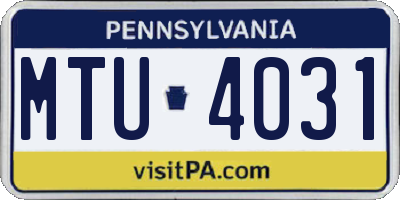 PA license plate MTU4031