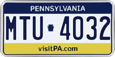 PA license plate MTU4032