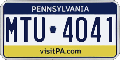 PA license plate MTU4041