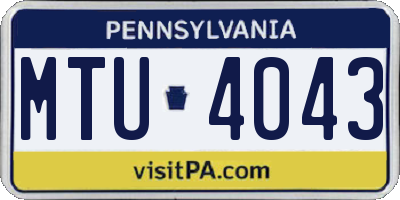 PA license plate MTU4043