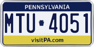 PA license plate MTU4051