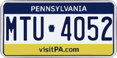 PA license plate MTU4052