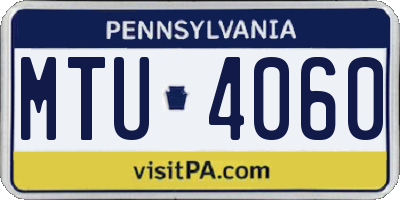 PA license plate MTU4060