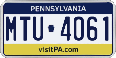 PA license plate MTU4061