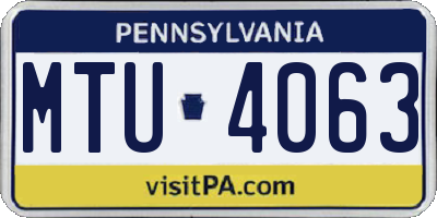 PA license plate MTU4063