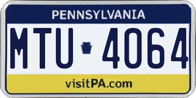 PA license plate MTU4064