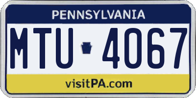 PA license plate MTU4067