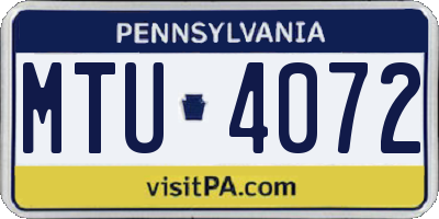 PA license plate MTU4072