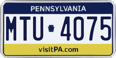 PA license plate MTU4075