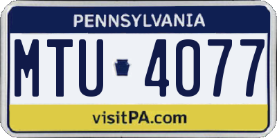 PA license plate MTU4077