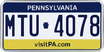 PA license plate MTU4078