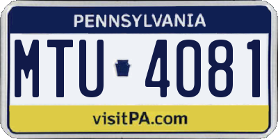 PA license plate MTU4081