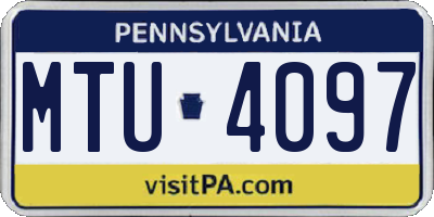 PA license plate MTU4097